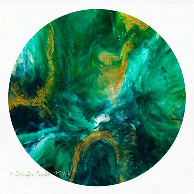 Emerald Passion resin wall art by Jennifer Cruden - Colour Passion colours