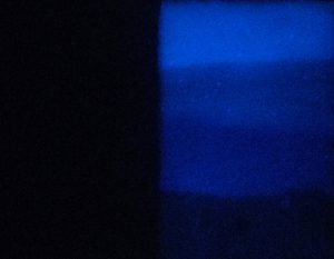 At night: right half coated with Glow in the Dark layer