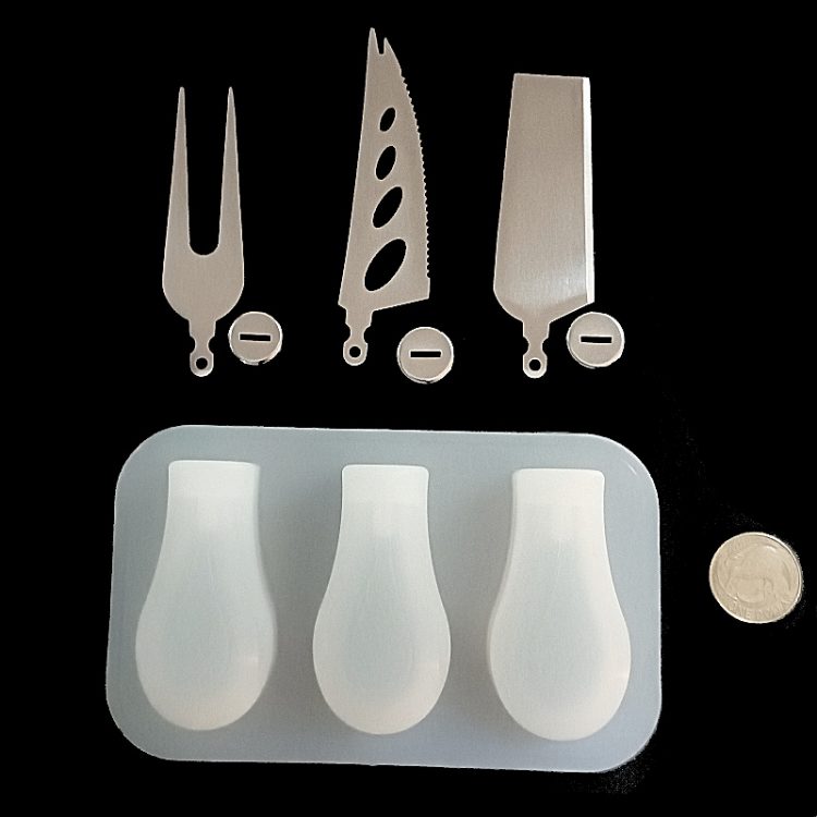 cheese knives handle moulds with blades set - underside